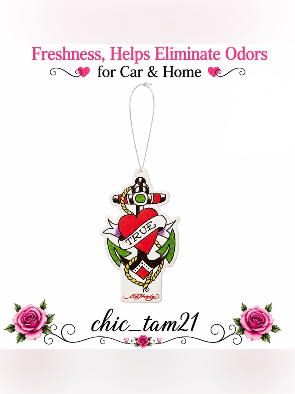 Ed Hardy Red & Green Anchor Heart Hanging Air Freshener